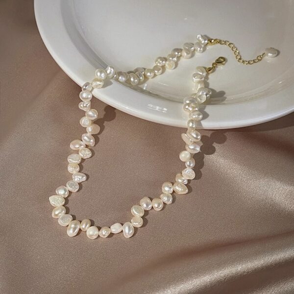 18K Gold Plated Choker Necklace for Women Snake Chain Freshwater Pearl Necklace