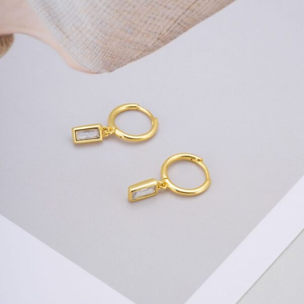 14K Gold Plated S925 Sterling Silver Drop Huggie Earrings for Women