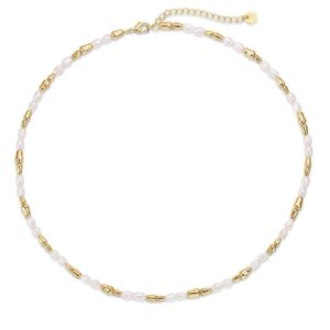 14K Gold Plated Freshwater Pearl Necklace for Women Choker Beaded Necklace