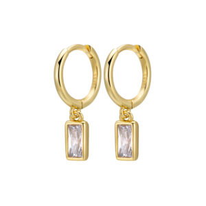 14K Gold Plated S925 Sterling Silver Drop Huggie Earrings for Women