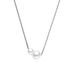 Dainty Pearl Pendant Necklaces for Women 14K Gold Plated Handmade Chain Necklace