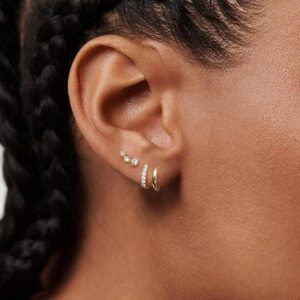 Small Gold Huggie Hoop Earrings Set for Women 14K Gold Plated Stack Cartilage Earring