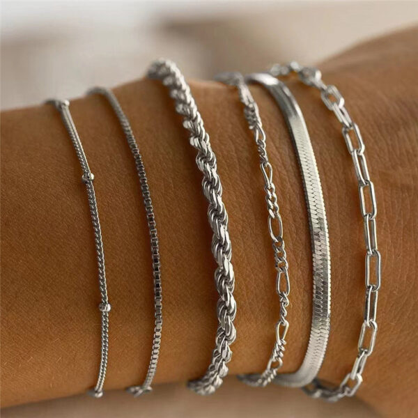 925 Sterling Silver Jewelry Set Herringbone Figaro Rope Chain Gifts for Women