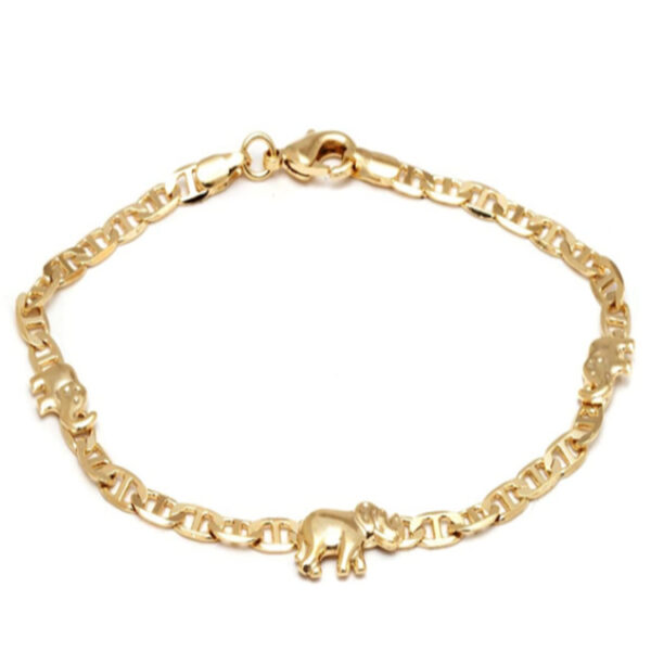 18K Gold Plated Flat Elephant Anklet For Women Lucky Elephants Anklet