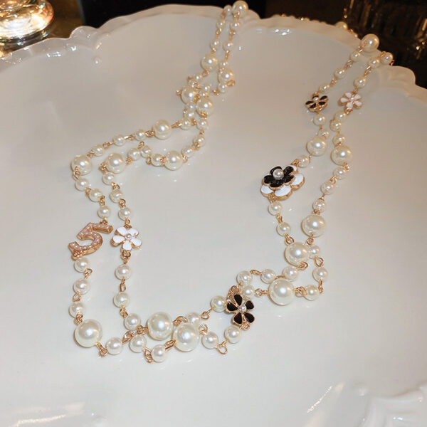 Round Shell Pearl Strand Layered Necklace for Women Vintage Costume Jewelry