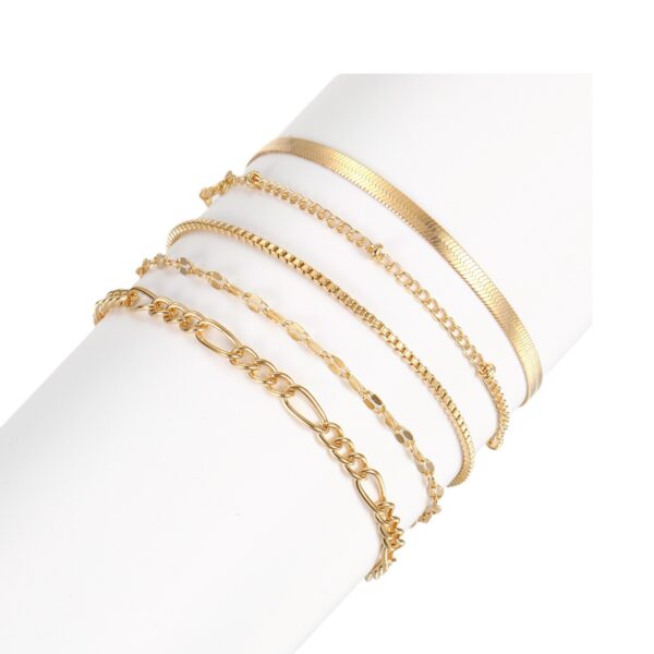 14K Gold Plated Bracelets Sets for Women Stackable Cuban Chain Bracelet