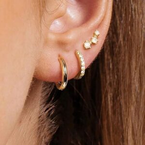 Small Gold Huggie Hoop Earrings Set for Women 14K Gold Plated Stack Cartilage Earring