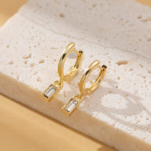 14K Gold Plated S925 Sterling Silver Drop Huggie Earrings for Women