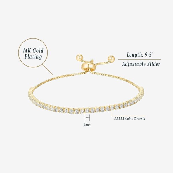 14K Gold Plated Cubic Zirconia Classic Tennis Bracelet for Women