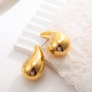 Chunky Gold Hoop Earrings for Women Lightweight Waterdrop Hollow Open Hoops