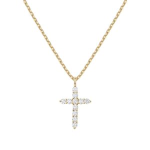 14K Gold Plated Cubic Zirconia Cross Necklace for Women Pendant Necklaces